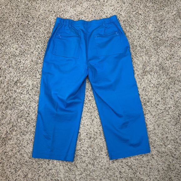 Chico's Capris Womens 2 US 12/Lg Blue Stretch Zip Fly Pockets Coastal Grandma - Picture 4 of 8